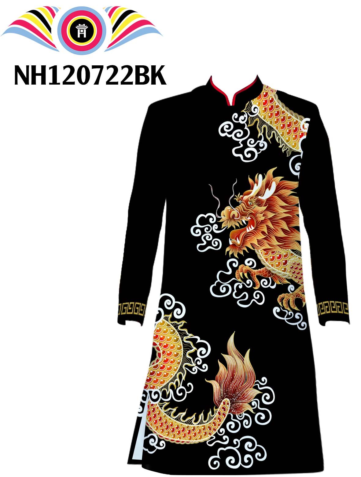 Áo dài cách tân nam vải kaki thun màu đen