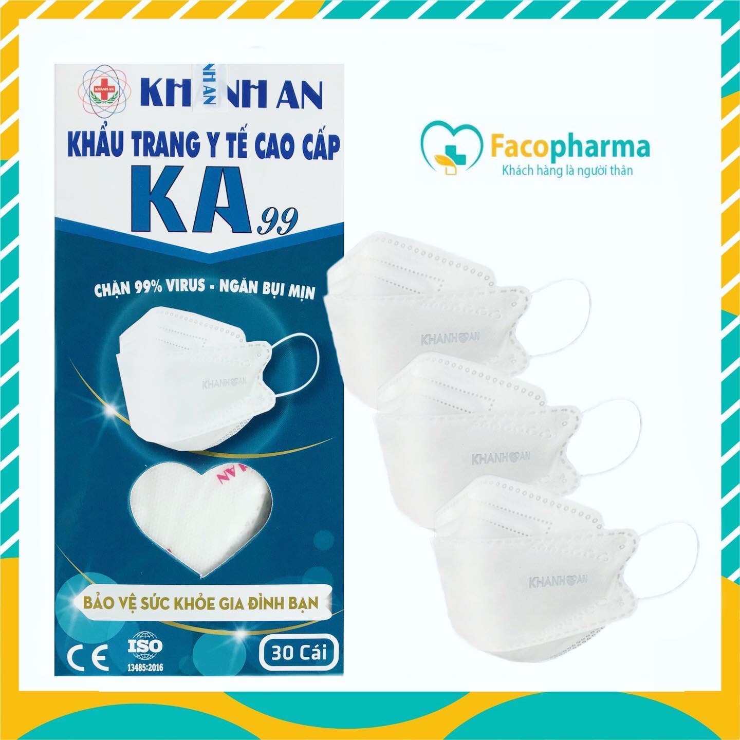 Khẩu trang y tế 4D mask KF94 Hàn Quốc 4 lớp kháng khuẩn Khánh An KA99 hộp 30 cái ngăn vi khuẩn chống bụi mịn hiệu quả