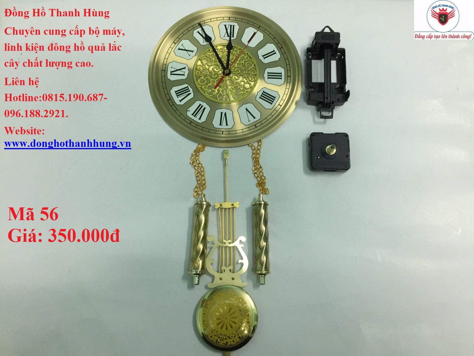 Linh kiện đồng hồ quả lắc cây, bộ máy đồng hồ quả lắc cây,Bộ ruột đồng hồ quả lắc nhôm mặt 23,5 hàng đẹp- Đồng Hồ Thanh Hùng