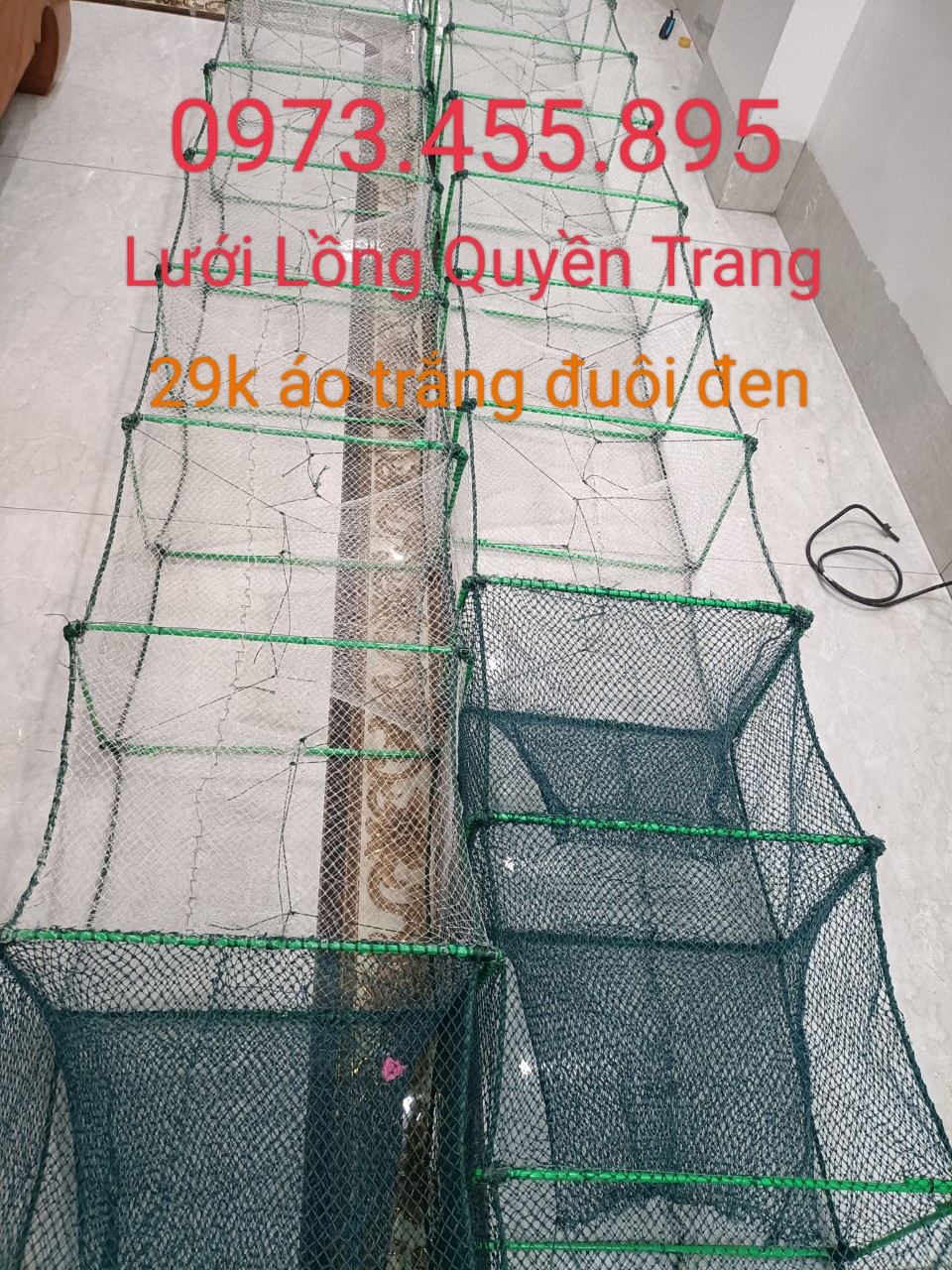 Lưới bát quái bắt cá 29 khung dài 9m5 đuôi đen hàng kỹ khung thép cứng