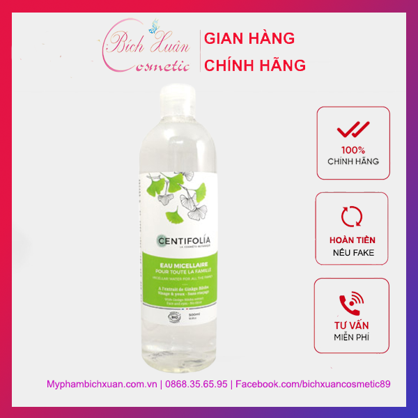 Nước tẩy trang rau má Centifolia Eau Micellaire 500ml của Pháp