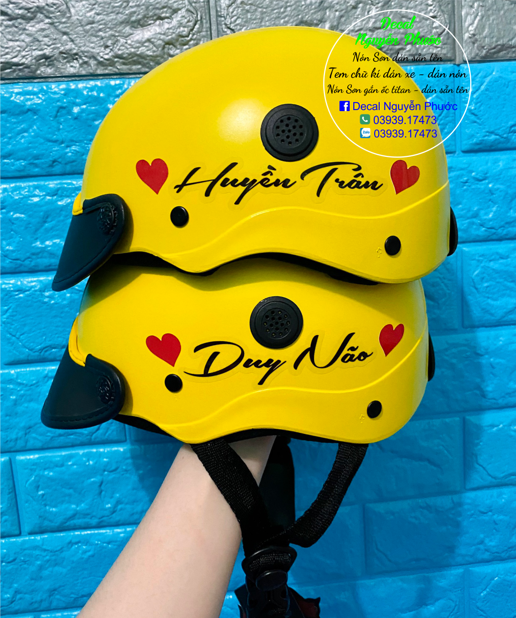 (Combo 2 cái) Nón sơn có nút thông gió - dán sẵn tên ( theo yêu cầu )