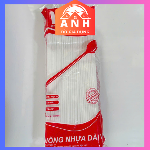 Thìa cán dài 20cm. Thìa dùng một lần. Thìa chuyên dùng cho cốc 700ml-800ml-900ml-1000ml gói 50 chiếc. thân thiện môi trường.