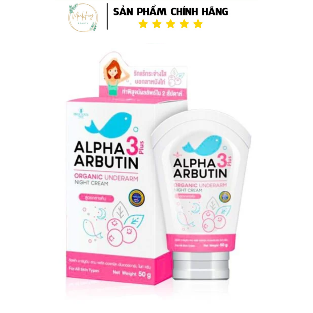 Kem giảm thâm nách, thâm mông, đầu gối, mắt cá, khuỷu tay, vùng kín Alpha Arbutin 3 Plus Organic Underarm Night Cream 50g