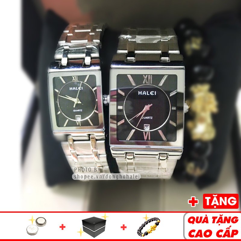 đồng hồ nam nữ đẹp halei HLN793 mặt vuông chống nước chống xước tuyệt đối