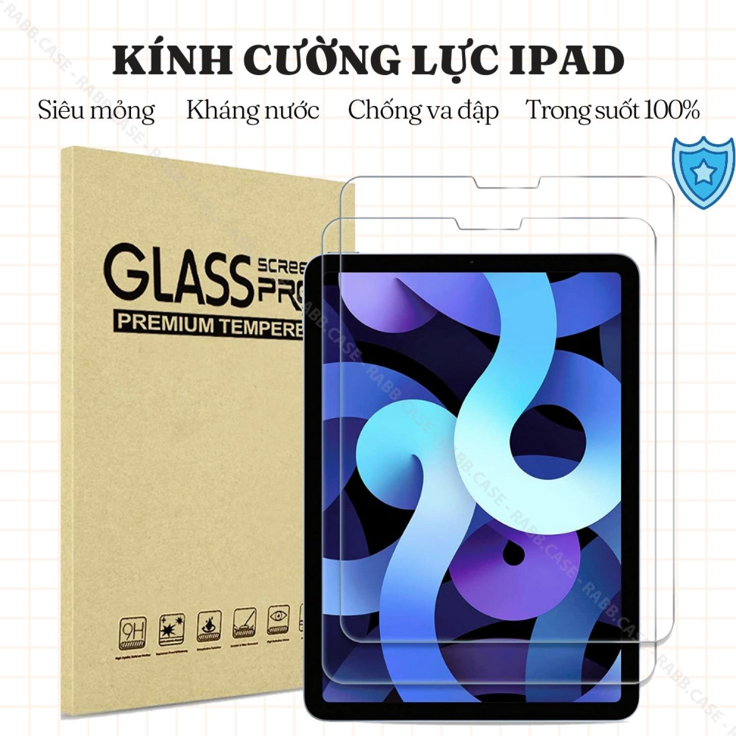 Kính cường lực dành cho các dòng ipad gen 5/6/7/8/9, air 1/2/3/4/5, pro 11", pro 12.9" - cường lực kính cho ipad