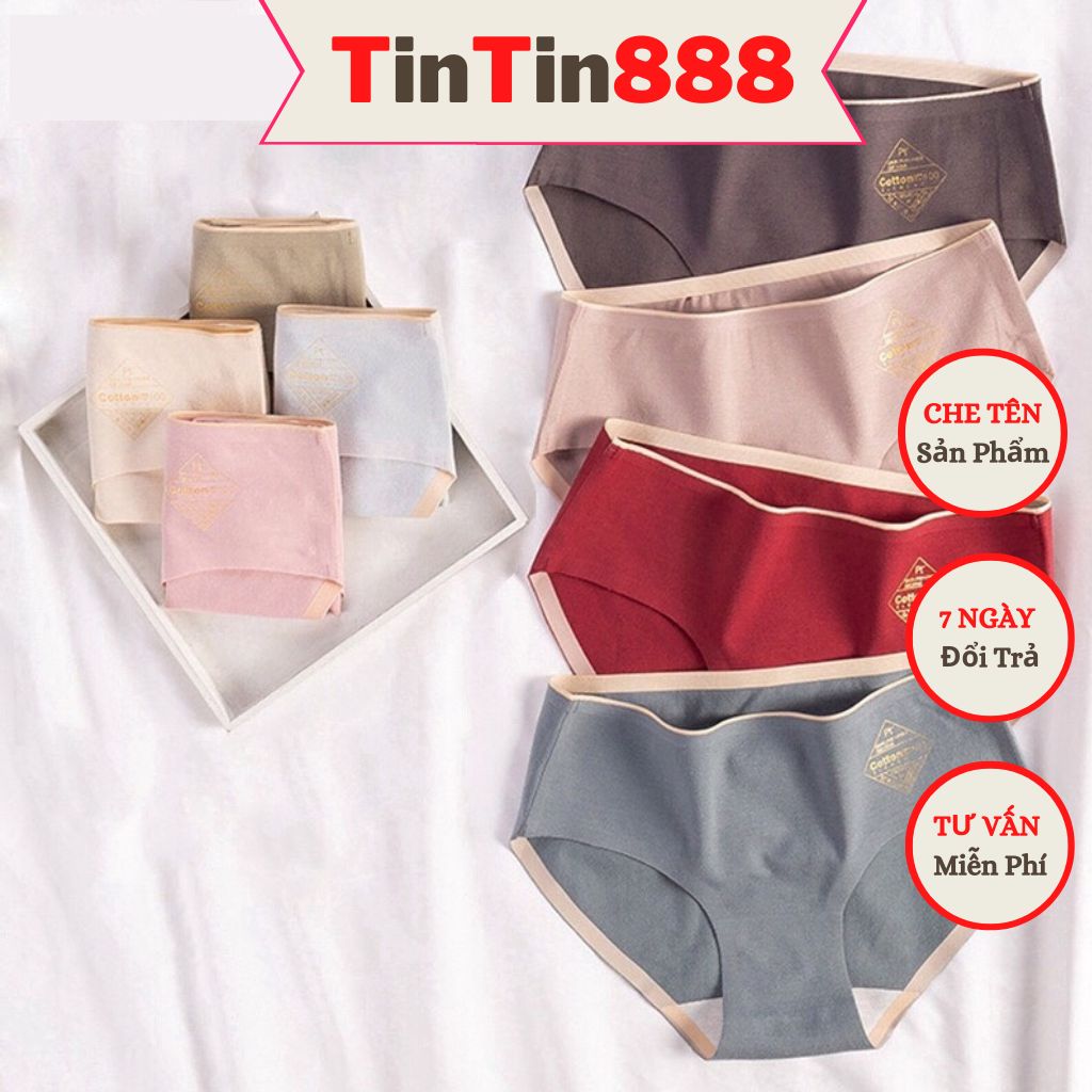 Bộ 5 quần lót nữ cotton Y Tế ép mượt không đường may không lộ viền - Quần clót của nữ co dãn nhiều có size - Quần chíp sịp xì nữ kháng khuẩn - TinTin888 - TinTin888
