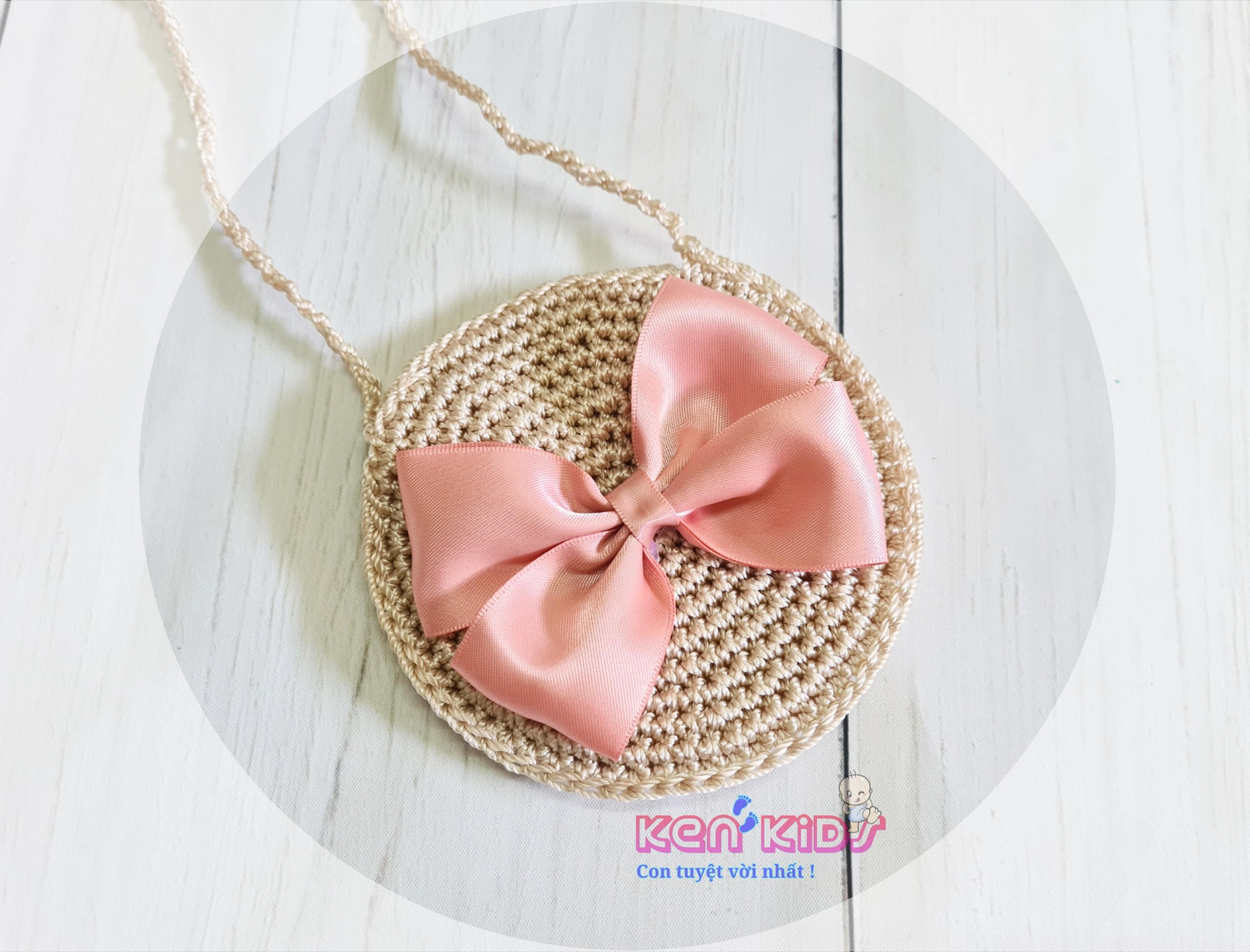 Túi xách cói phối nơ handmade, xinh xắn cho bé gái