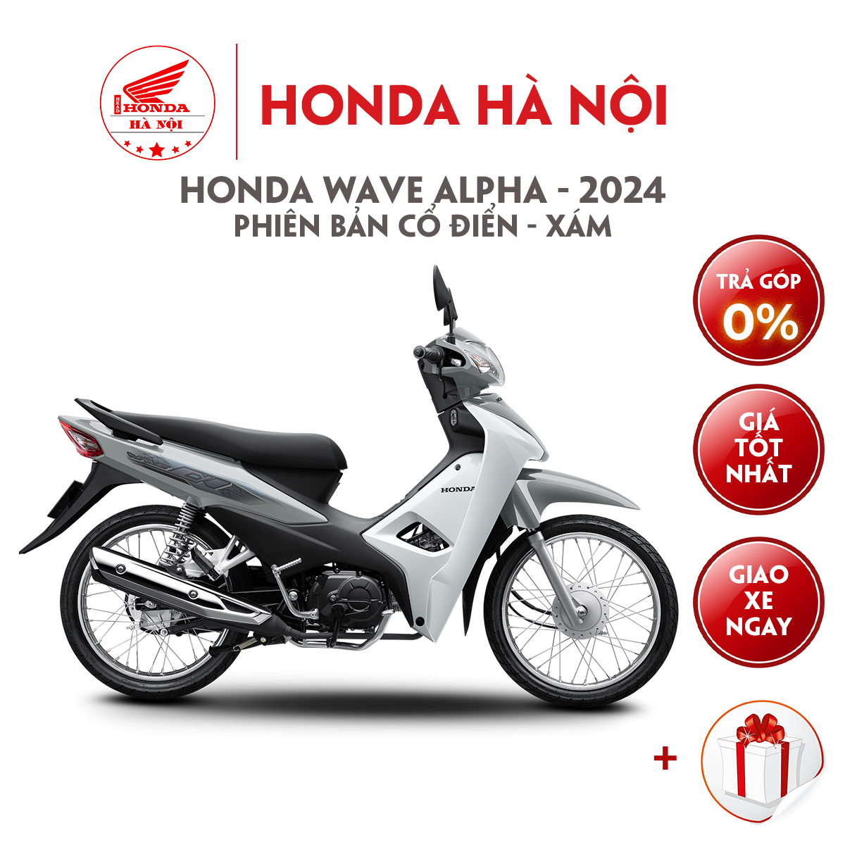 Xe máy Honda Wave Alpha 2024 Phiên bản cổ điển