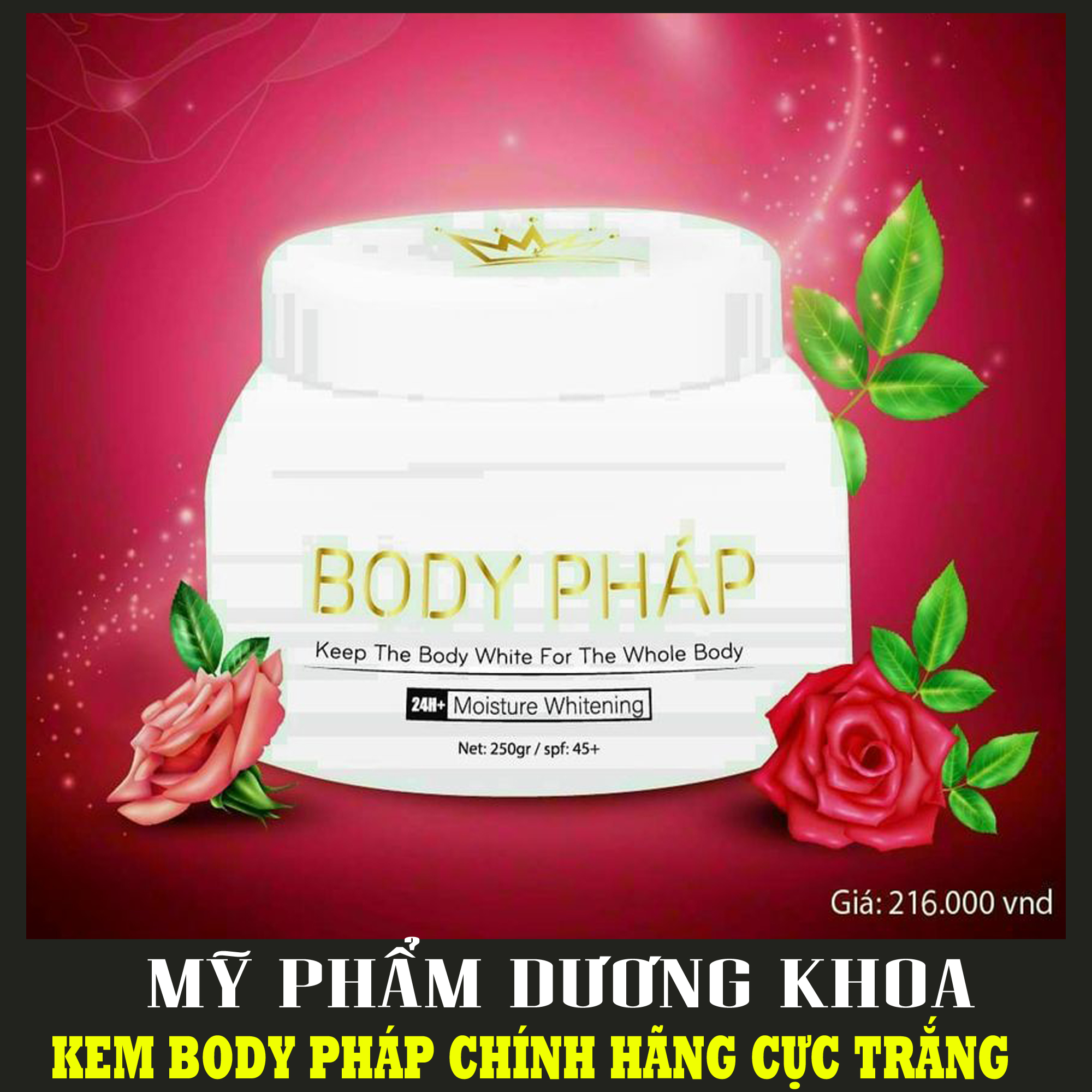 Tặng Kích Trắng  - KEM BODY PHÁP DƯỠNG DA SIÊU TRẮNG GIÁ SĨ HÀNG CHÍNH HÃNG - CAM KẾT TRẮNG SAU 1 TUẦN