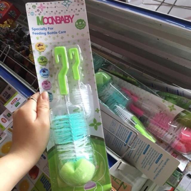 Chổi cọ bình sữa moonbaby 2 chi tiết có vỉ hàng tốt