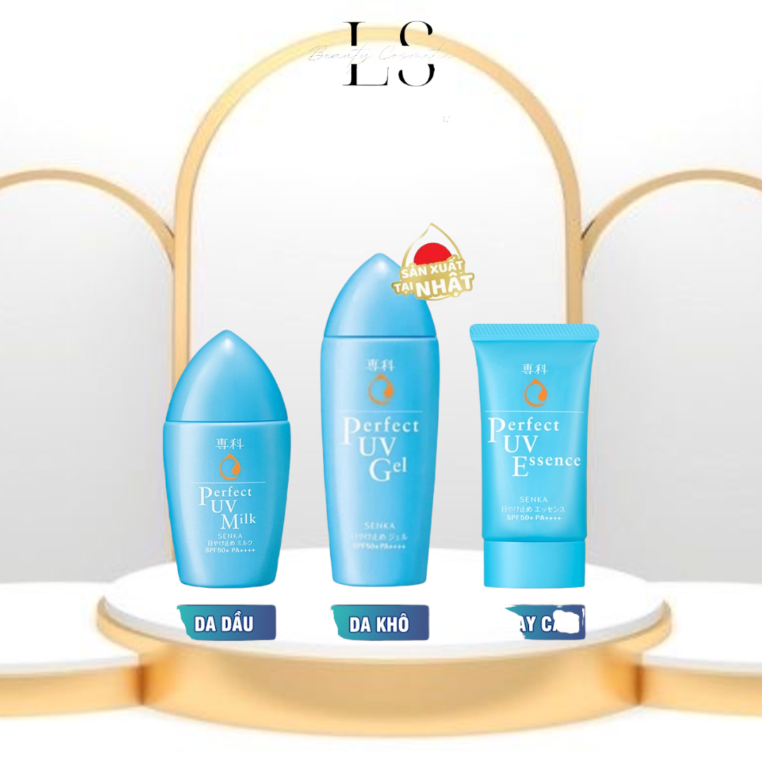 Kem chống nắng senka perfect uv dạng sữa 40ml & gel 80ml & essence 50g