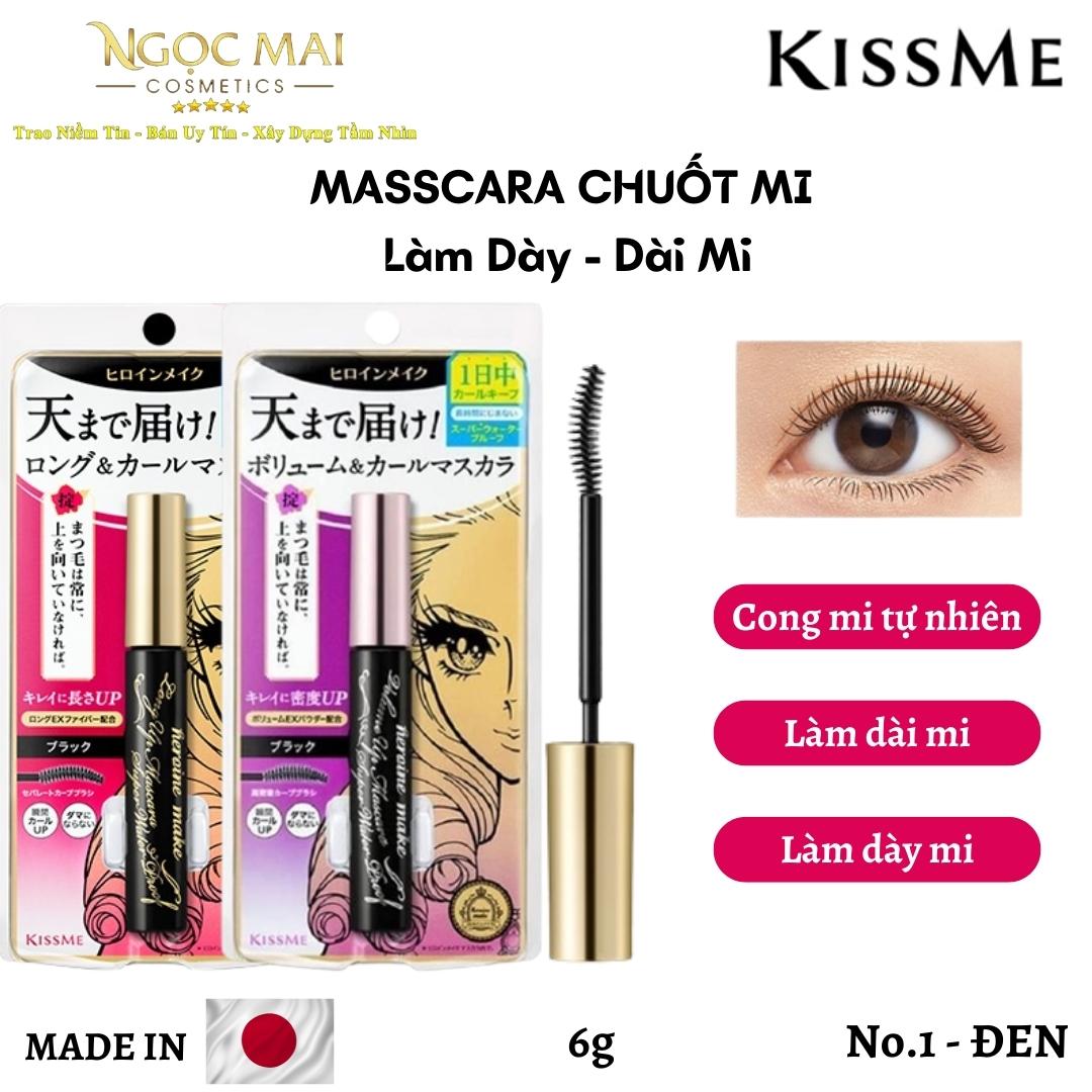 Masscara Chuốt Mi, Làm Dài, Dày Mi Kiss Me Heroine Make Long Up Mascara Super Waterproof 6g Màu Đen Chính Hãng