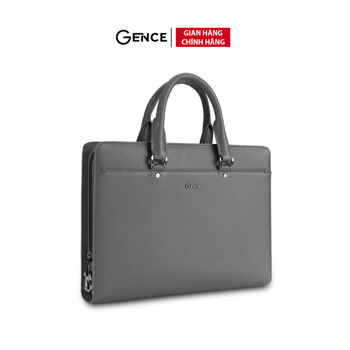 Túi Xách Cặp Da Nam Doanh Nhân GENCE CGL10 Da Bò Khóa Số Cao Cấp Màu Ghi Xám