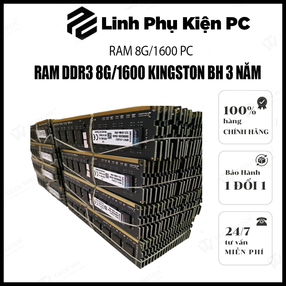 Ram PC Kingston DDR3 8GB Bus 1600MHz -