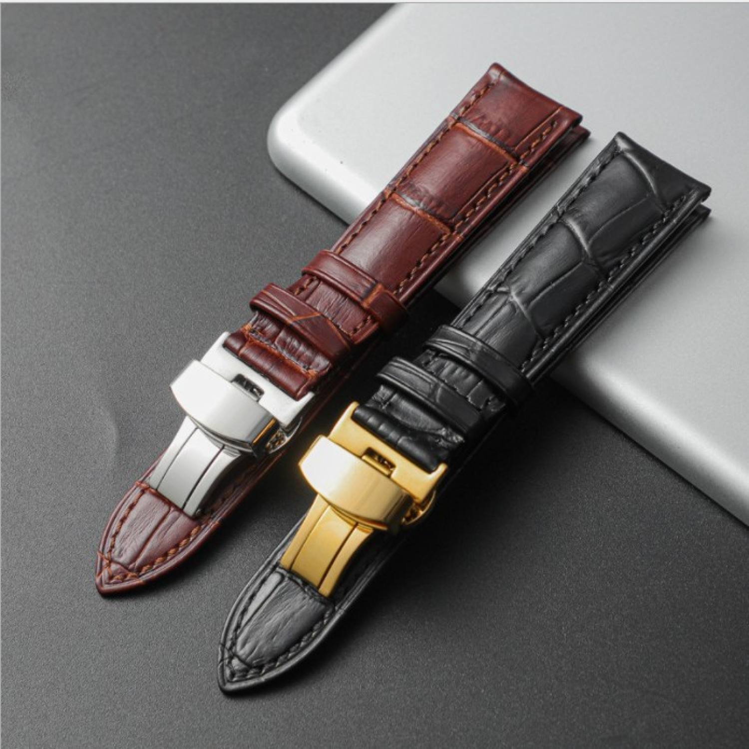 Dây đồng hồ da bò thật khóa bướm cho dây đồng hồ casio orient seiko dw citizen michael kors fossil longines omega burberry 18mm 20mm 22mm