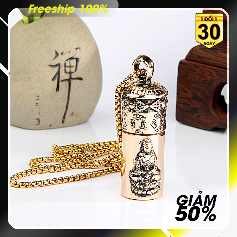 Bật lửa chef phong thủy xăng đá bấc hình trụ họa tiết đức phật chất liệu đồng và inox cưc đẹp - kèm video sản phẩm - sản phẩm full box.