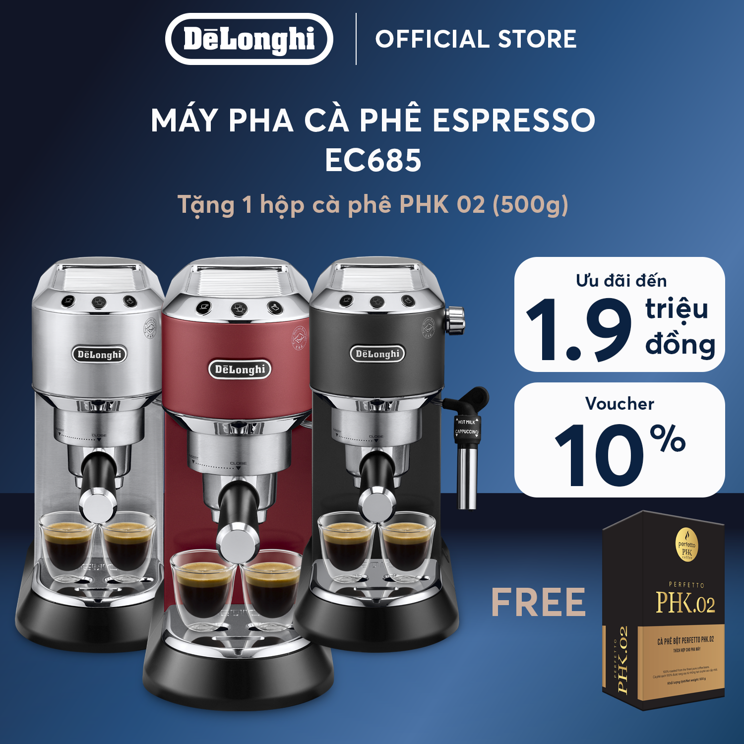 Máy pha cà phê espresso DeLonghi Dedica Style EC685 (BK/ M/ R)