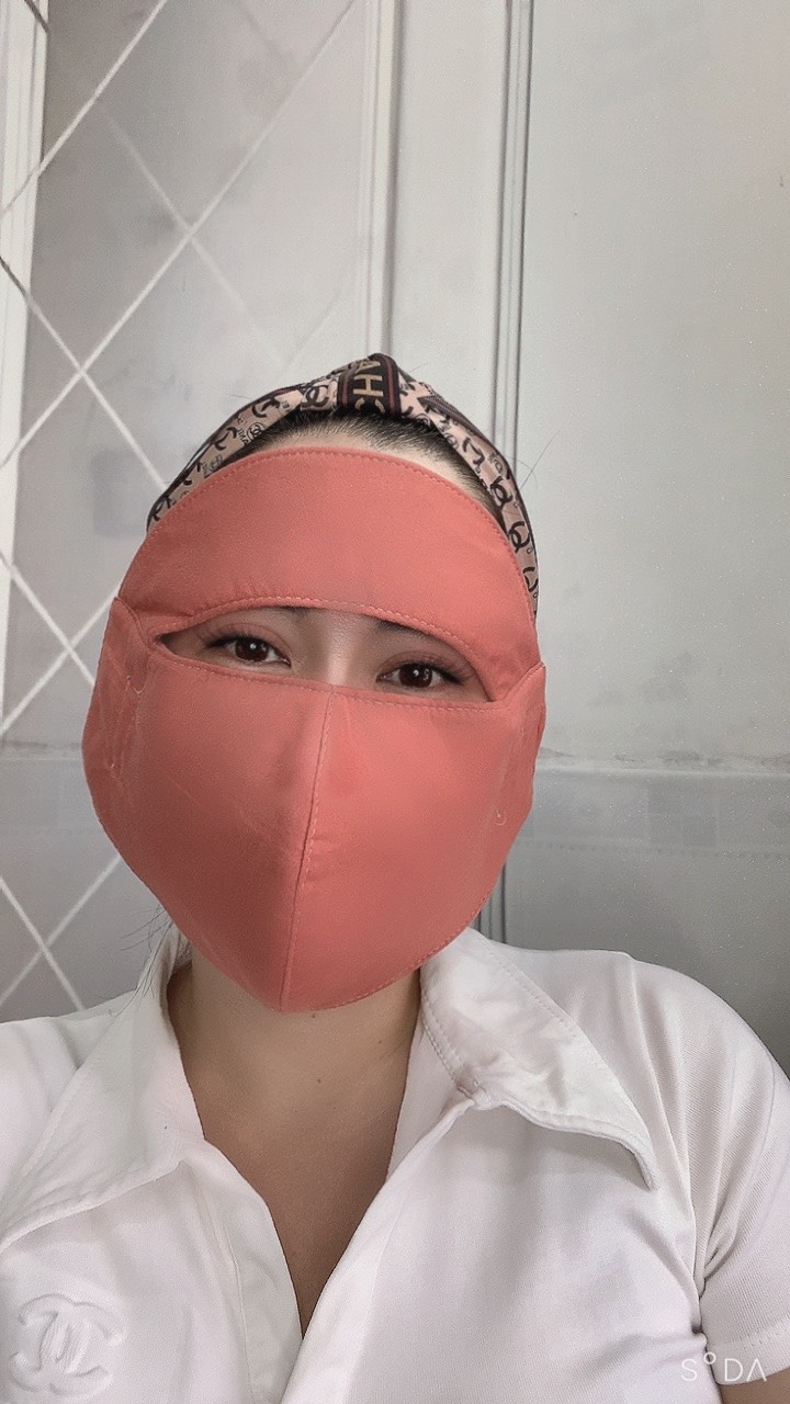 COMBO  5 cái Khẩu trang che trán kín mặt vải cotton siêu dày dặn - Kim Yến Mẹ và Bé