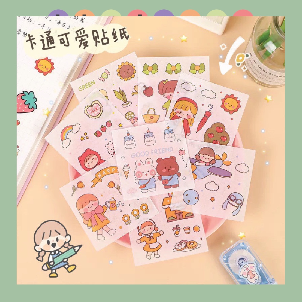 Set 2 tấm sticker dán trang trí xinh xắn