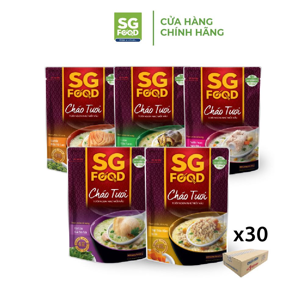 Thùng 30 Gói Cháo Tươi Sài Gòn Food 5 Vị 240G