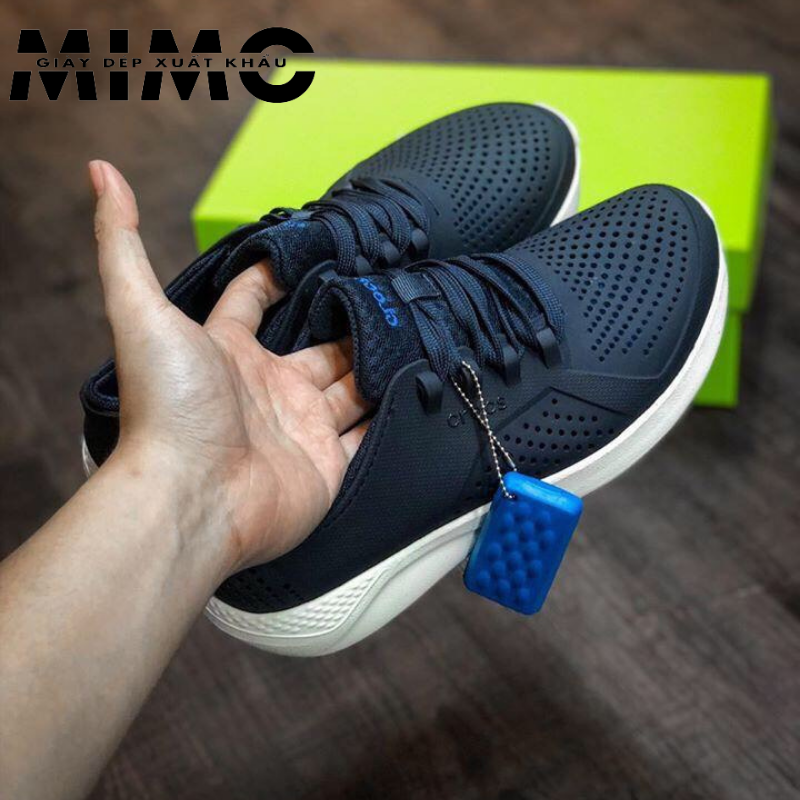 Giày nam nữ, Giày nhựa Literide Pacer màu xanh navy, Giày nhựa buộc dây, Giày nhựa đi mưa, Giày đi bộ, thể dục siêu êm mềm nhẹ, bền đẹp, thoáng khí, chống trơn trượt cho nam nữ