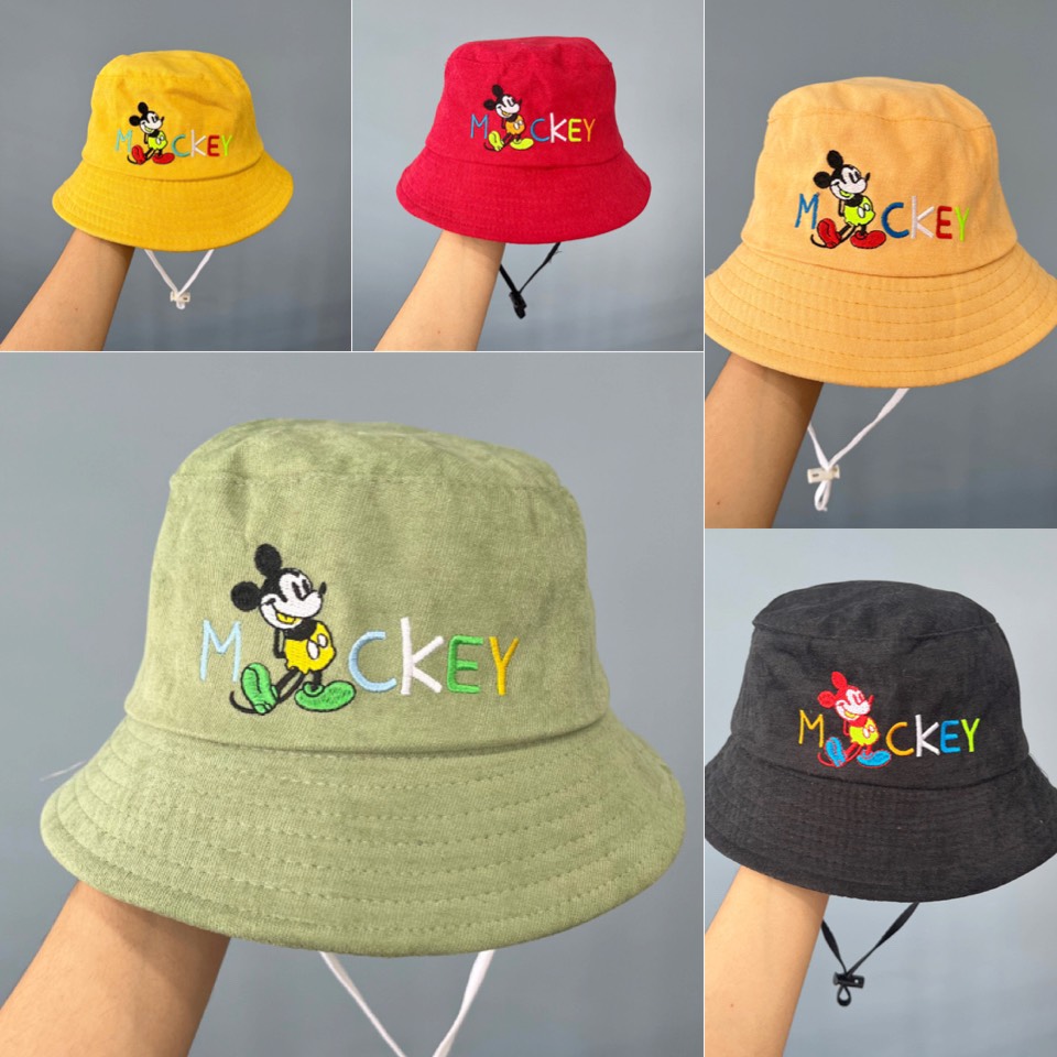 (Trẻ sơ sinh đến 18 tháng ] Nón bo,nón vành,nón bucket thêu CHUỘT MK cho trẻ em, bé trai bé gái