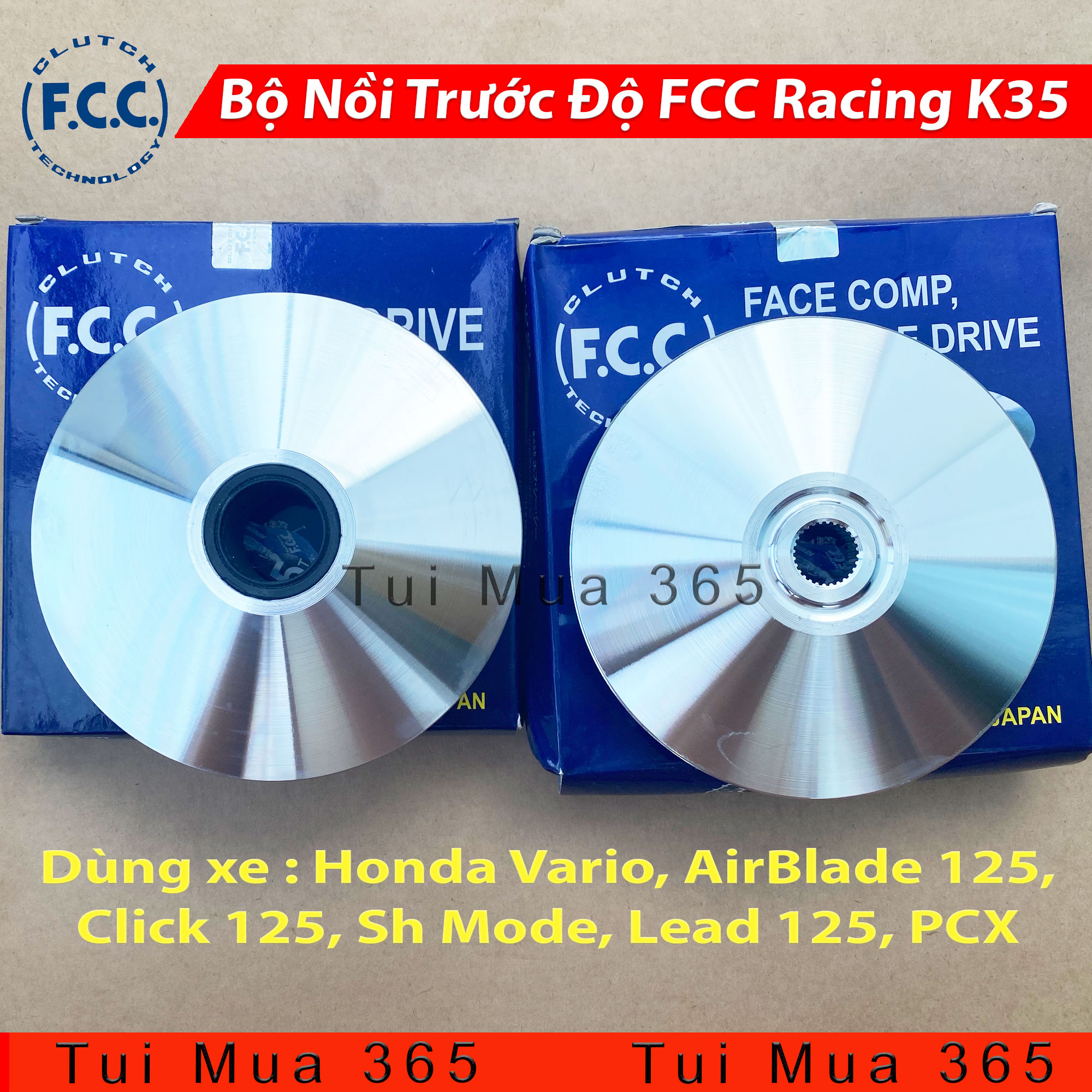 Chén bi và cánh quạt độ fcc racing k35 honda vario airblade 125 click 125 sh mode lead 125 pcx