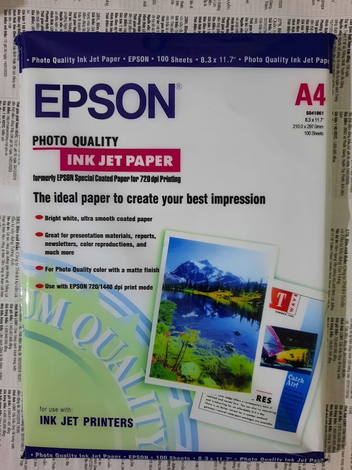 Giấy in màu Epson A4 100 tờ ĐL130gsm - Giấy in ảnh