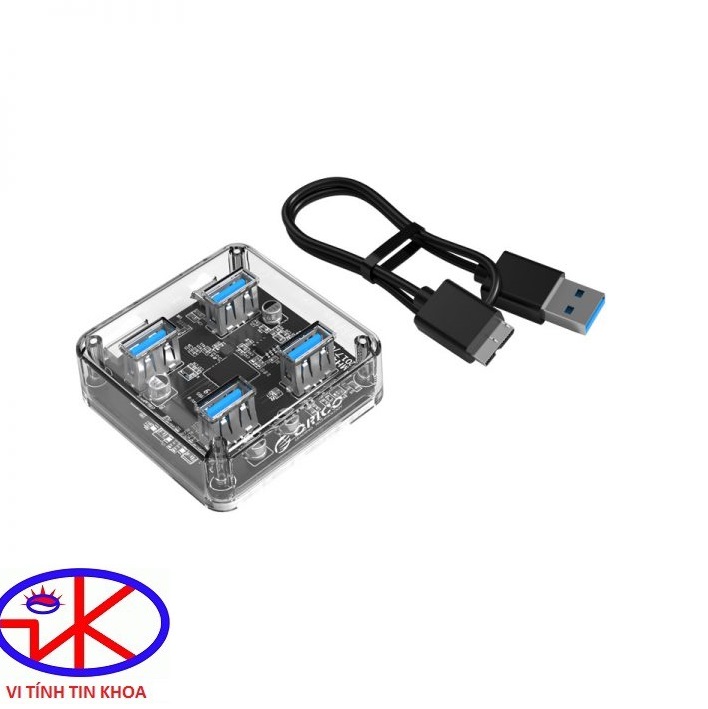 Bộ chia 4 cổng usb 3.0 orico mh4u-u3 trong suốt kèm cáp