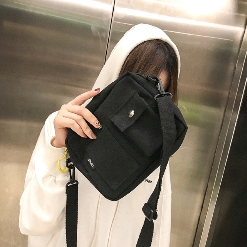Túi đeo chéo vải canvas đựng đồ nam nữ đi chơi phong cách Hàn Quốc cao cấp ZIMI BL2048