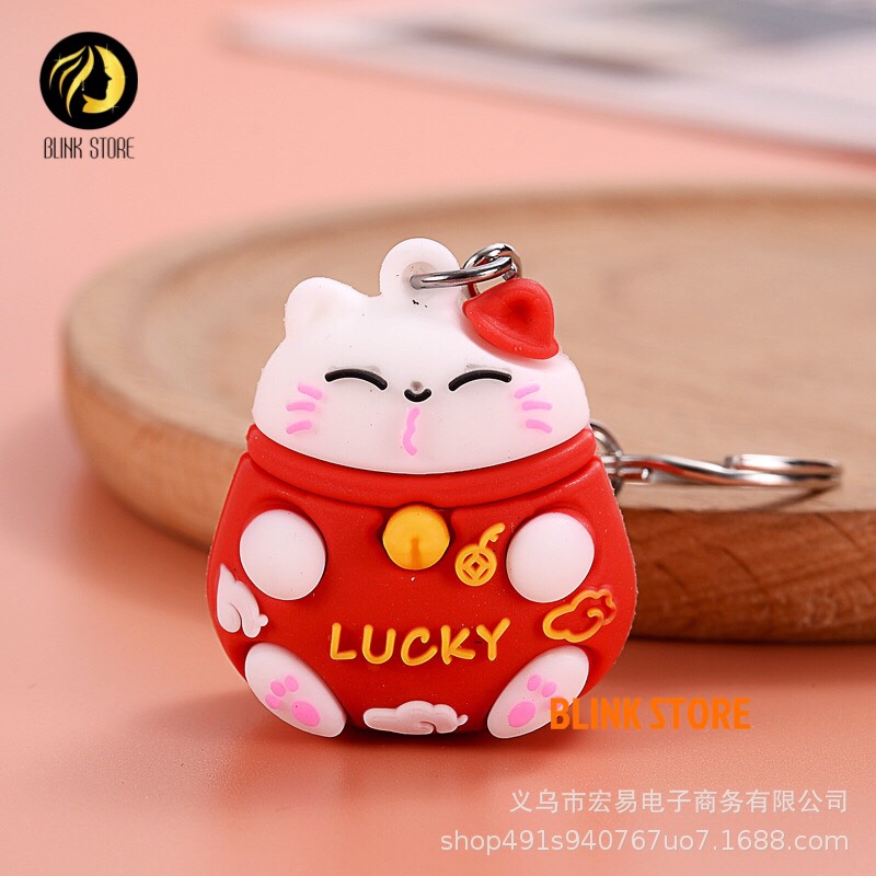 Móc chìa khóa hình mèo may mắn dùng cho khóa xe máy, ô tô, treo balo, túi xách chất liệu cao su mềm dẻo cực bền, phụ kiện trang trí đáng yêu, đem lại may mắn cho người sử dụng 7