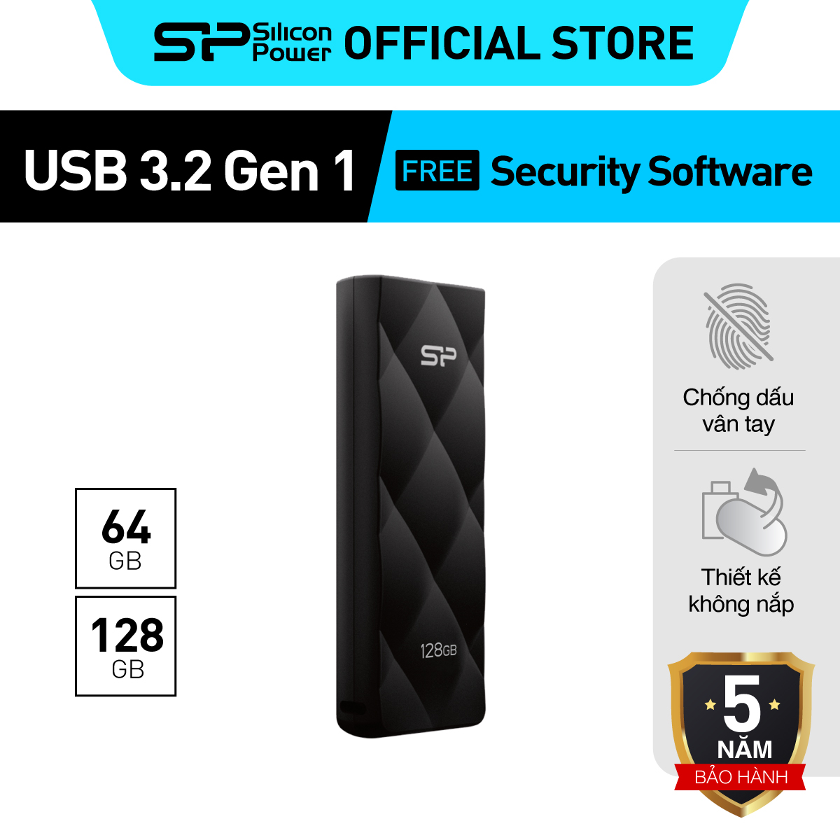 Usb 3.0 silicon power blaze b20 hỗ trợ cổng usb 3.2 gen 1 32gb/64gb/128gb -bh 5 năm