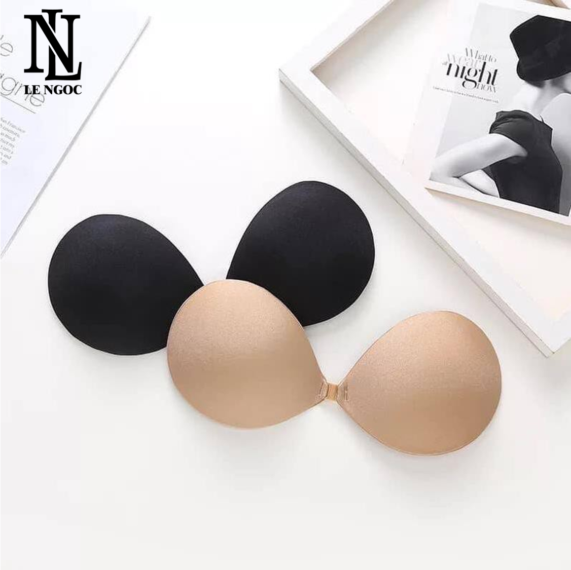 Miếng dán ngực, miếng dán bàn tay nâng ngực dày 4cm cài trước có dây trong-LN001