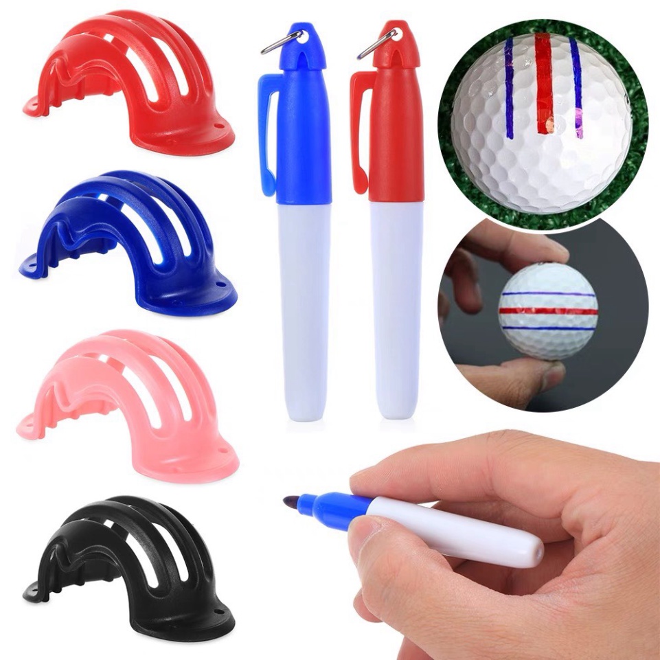 Dụng cụ kẻ line golf trên bóng có kèm bút giúp nhận biết đường bóng rõ hơn
