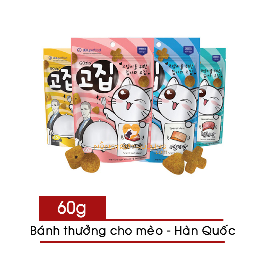 Bánh thưởng cho mèo Gozip 60g - Đủ 4 vị - (Date T4/2022) - [Nông Trại Thú Cưng]