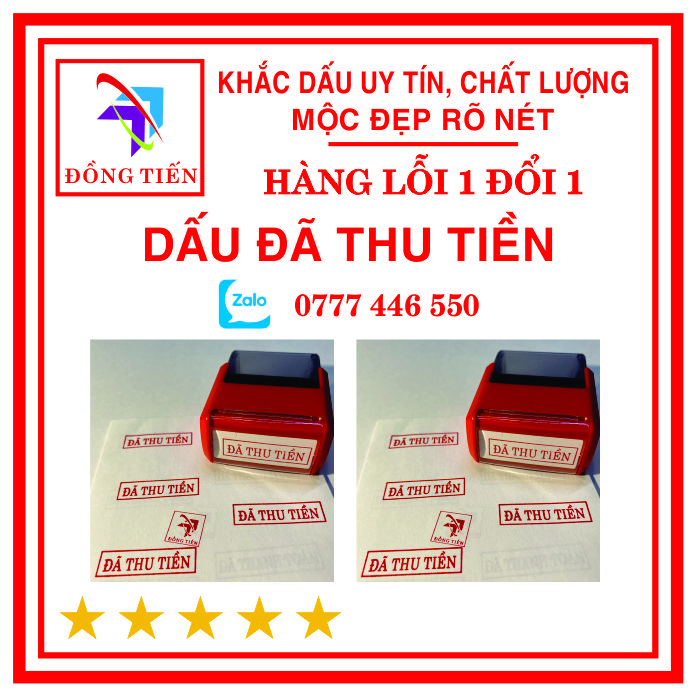 Con dấu đã thu tiền in sẵn 14x38mm