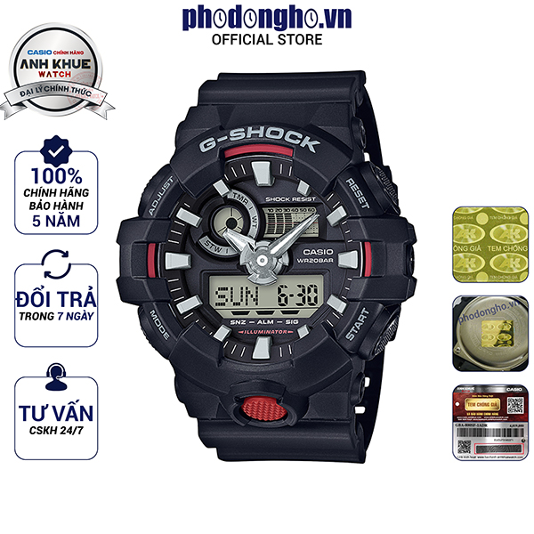 Đồng hồ nam dây nhựa g-shock chính hãng casio anh khuê ga-700-1adr