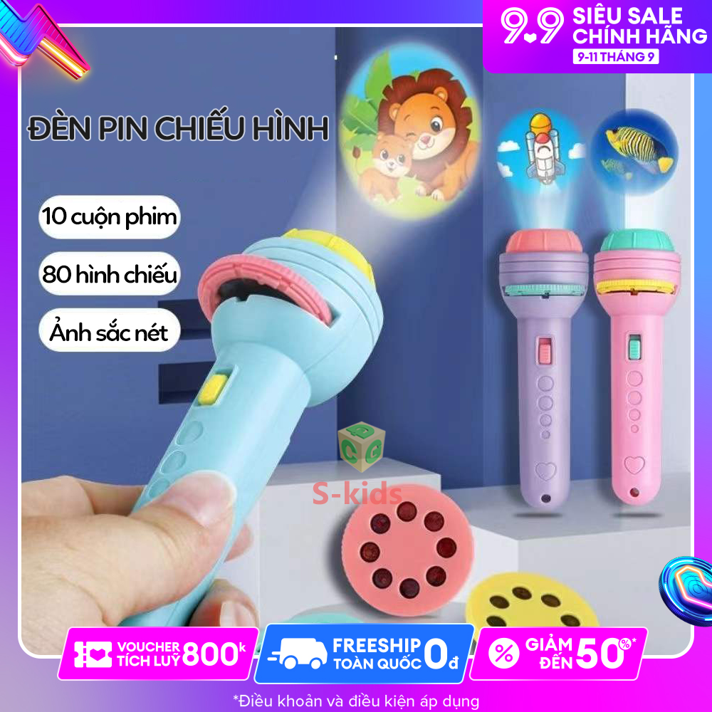 Đồ chơi thông minh cho bé Đèn pin chiếu hình full bộ 80 hình.