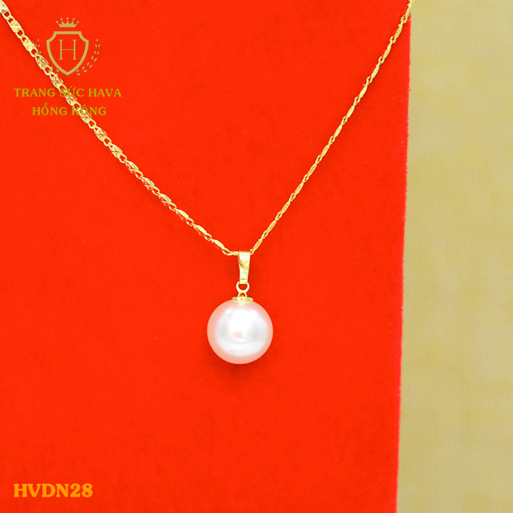 Vòng Cổ, Dây Chuyền Nữ Mặt Hạt Ngọc Trai Phong Cách Trẻ Trung, Titan Xi Mạ Vàng Non 10k, 18k, 24k Thật Cao Cấp (Không Bị Đen) - Trang Sức Hava Hong Kong