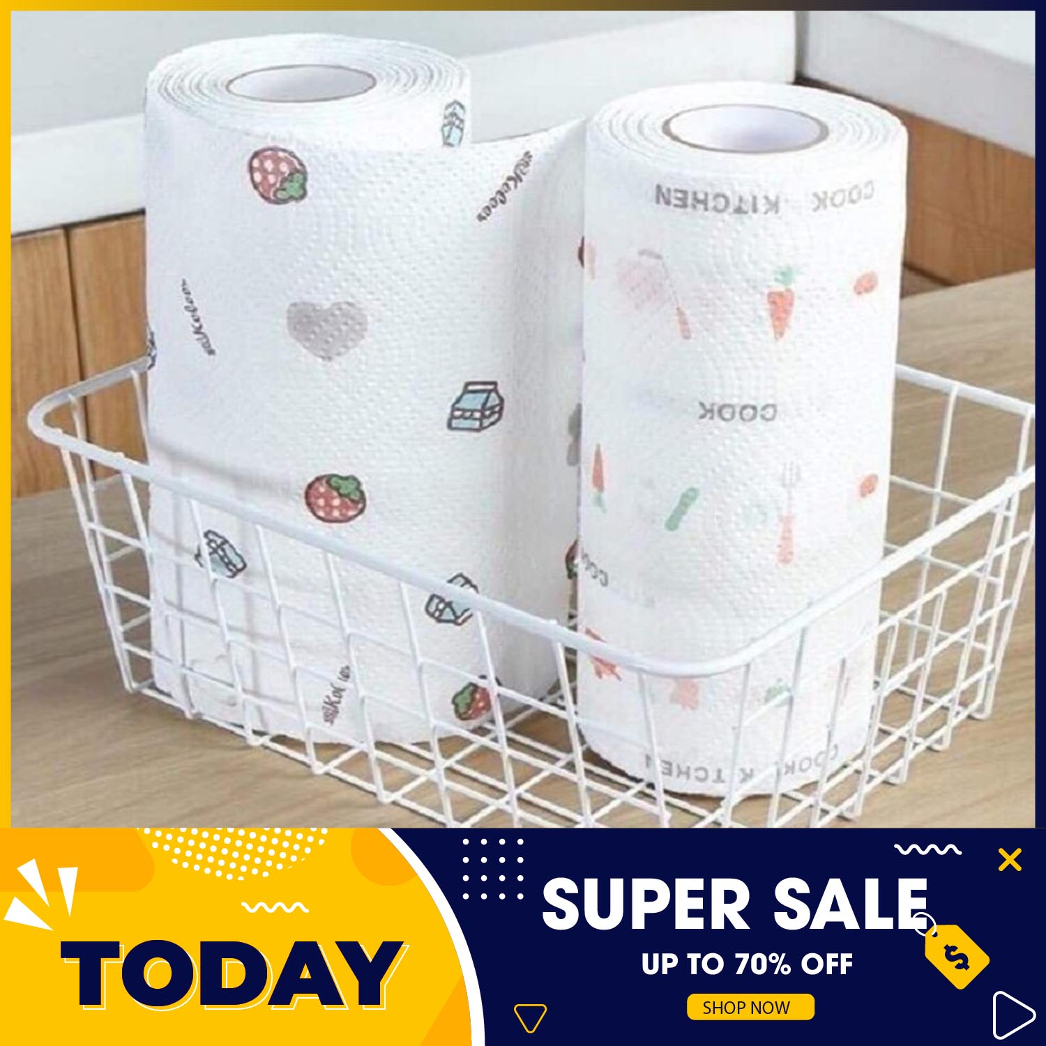 Cuộn 220 Tờ Khăn Giấy Lau Bếp Họa Tiết Loại Nhỏ, Cuộn giấy lau nhà bếp, Cuộn giấy hoạ tiết xin xắn lau bếp, Giấy lau bếp hoạ tiết xinh xắn, Giấy lau bếp siêu sạch