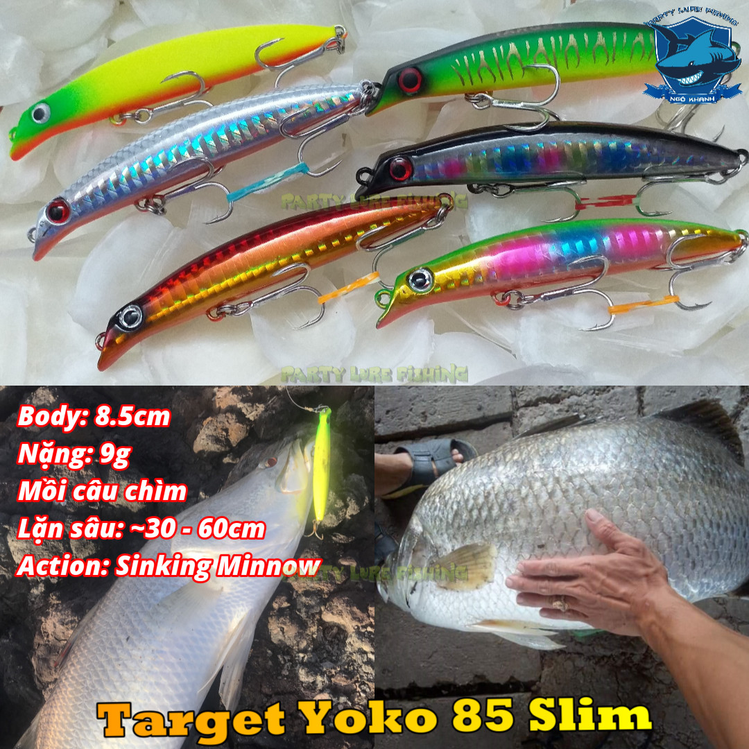 Mồi câu lure Target Yoko 85 Slim , mồi giả câu cá chẽm, măng, chéc, cháo, mú...