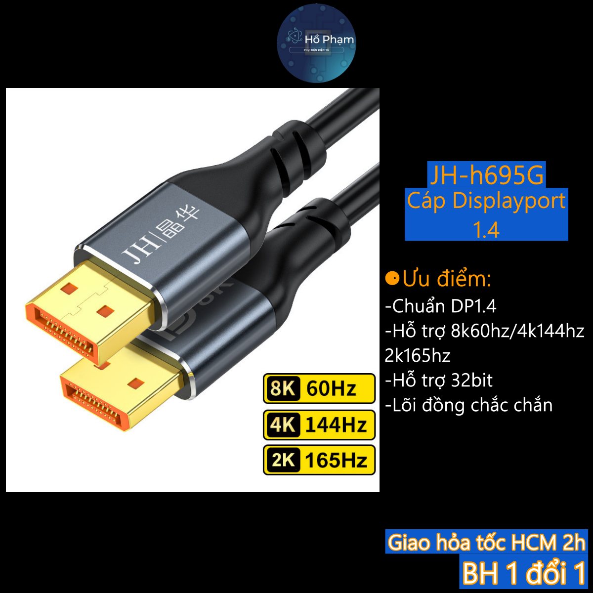 Jinghua cáp displayport 1.4 8k bện nylon 8k 60hz 4k 144hz uhd tốc độ cao 32.4gbps cho video máy tính xách tay cáp cổng hiển thị màn hình máy chiếu
