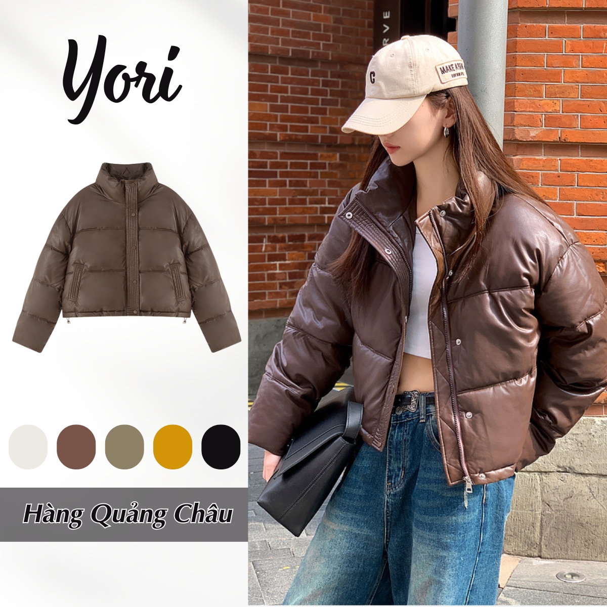 Áo phao nữ Hàn Quốc vải da Quảng Châu loại 1[ BẢO HÀNH 12 THÁNG ] Thiết kế bo tay Áo phao croptop nữ