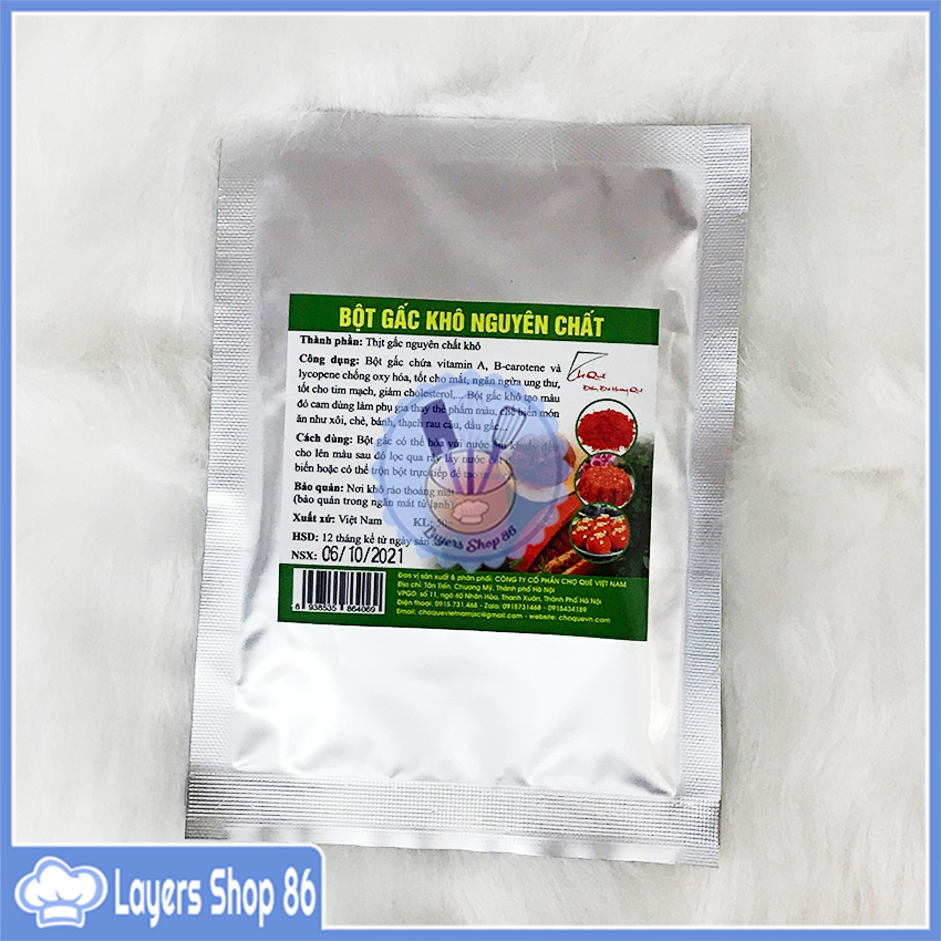 Bột tạo màu đỏ tự nhiên bột gấc khô 50g/ bột tạo màu thực phẩm tự nhiên rau củ nguyên chất gói 50gr chợ quê
