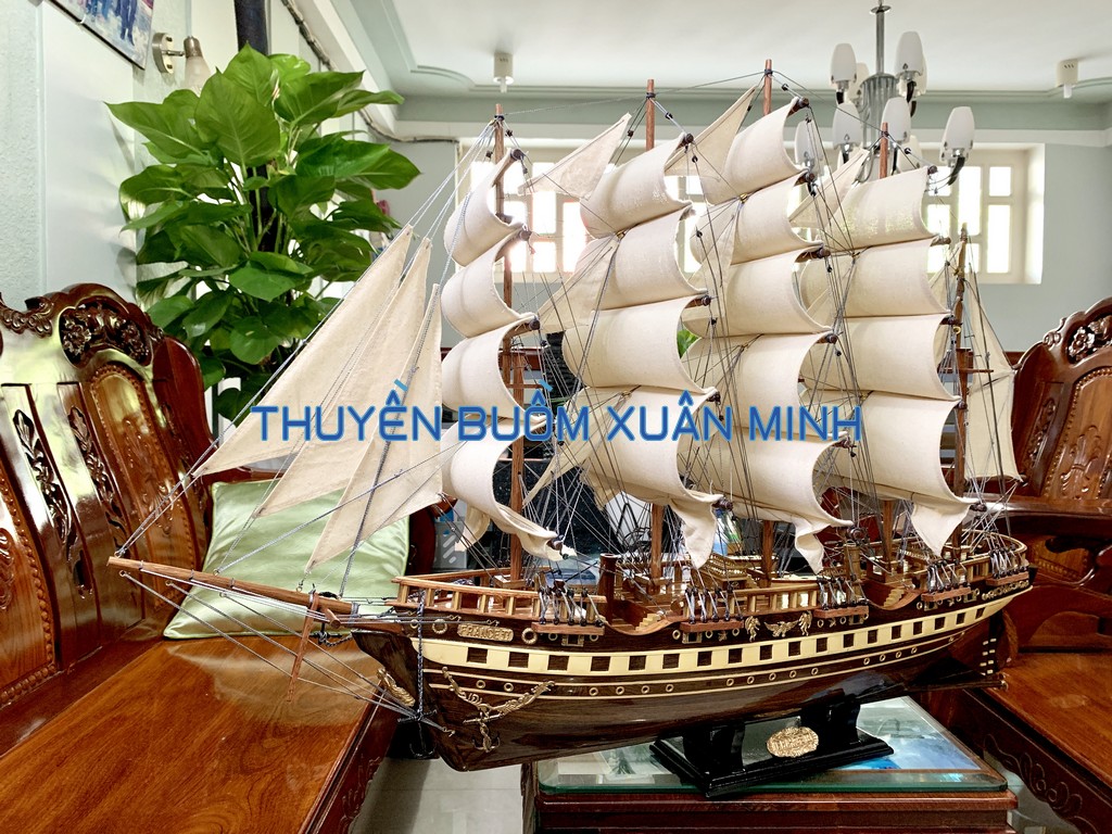 [HCM]Mô Hình Thuyền Buồm Gỗ Phong Thuỷ France 2 (Tàu Buôn Cổ Pháp) | Hàng VIP Xuất Khẩu - Gỗ Muồng Đen | Dài 100cm