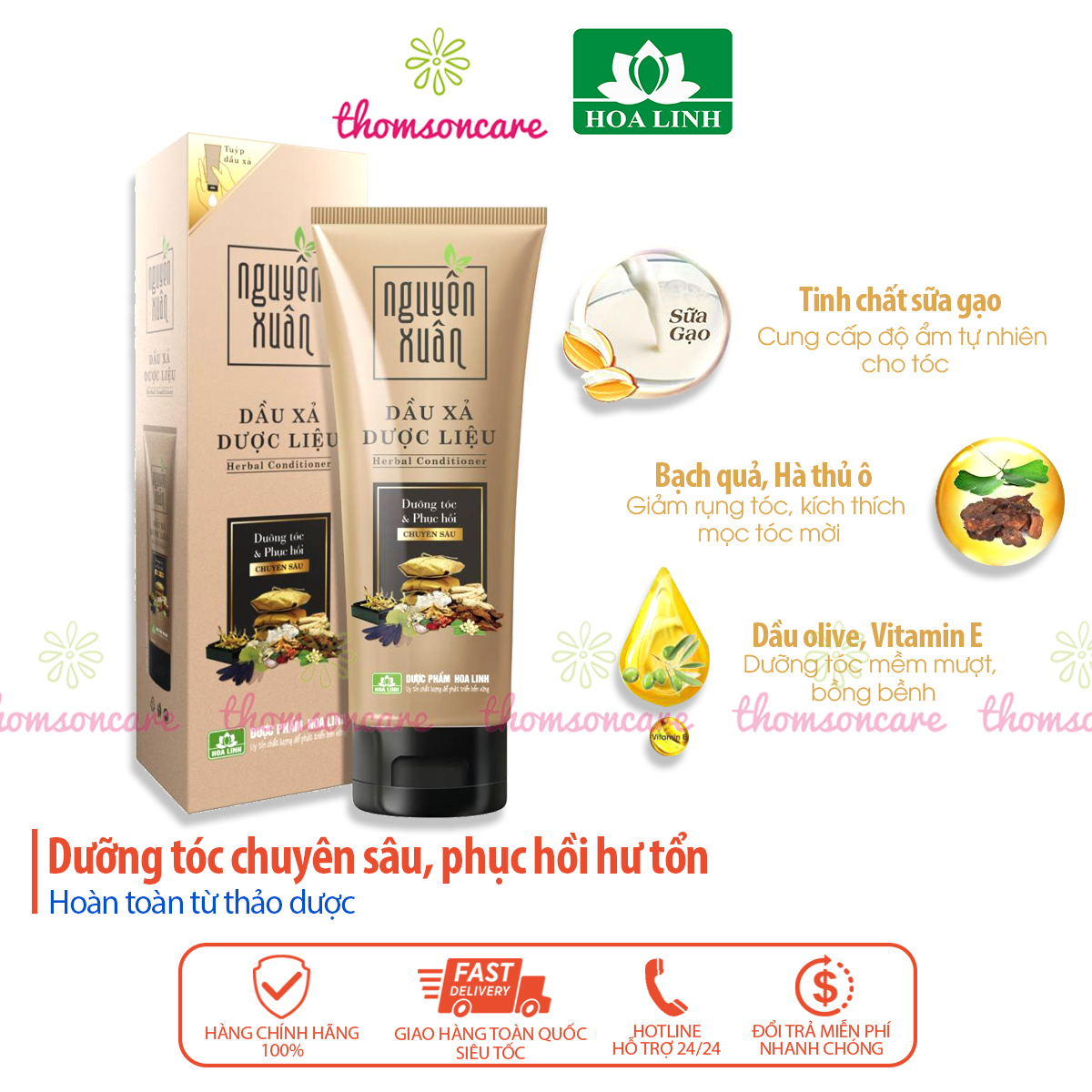 Dầu xả Nguyên xuân từ thảo dược - dưỡng tóc từ thiên nhiên - Tặng thêm 30ml - Tổng 180ml