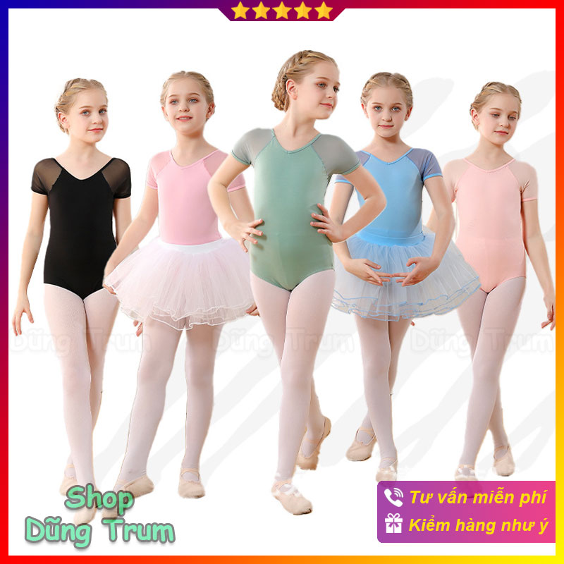 Váy bale múa tay cộc chất cotton co dãn 4 chiều và thấm hút mồ hôi cực tốt