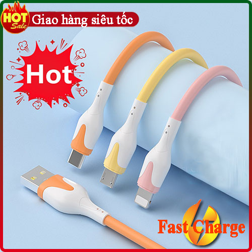 Dây Cáp Sạc Nhanh Silicon Cho iPhone/Samsung Micro USB và Type C 1m