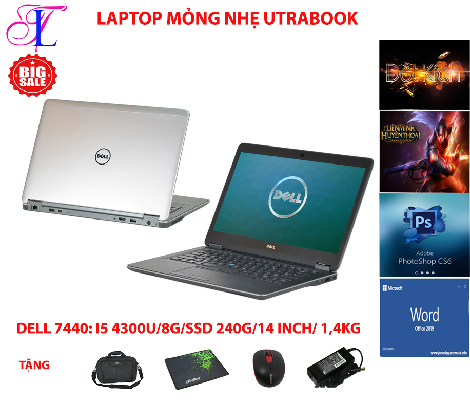 [Trả góp 0%]Dell Latitude E7440 siêu mỏng- Core i5-4300U8G SSD 256G màn 14″ HD dòng laptop mỏng nhẹ 15kg